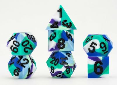 Sharp Edge Silicone Rubber Pride Poly Dice Set: Gay Men (16mm)