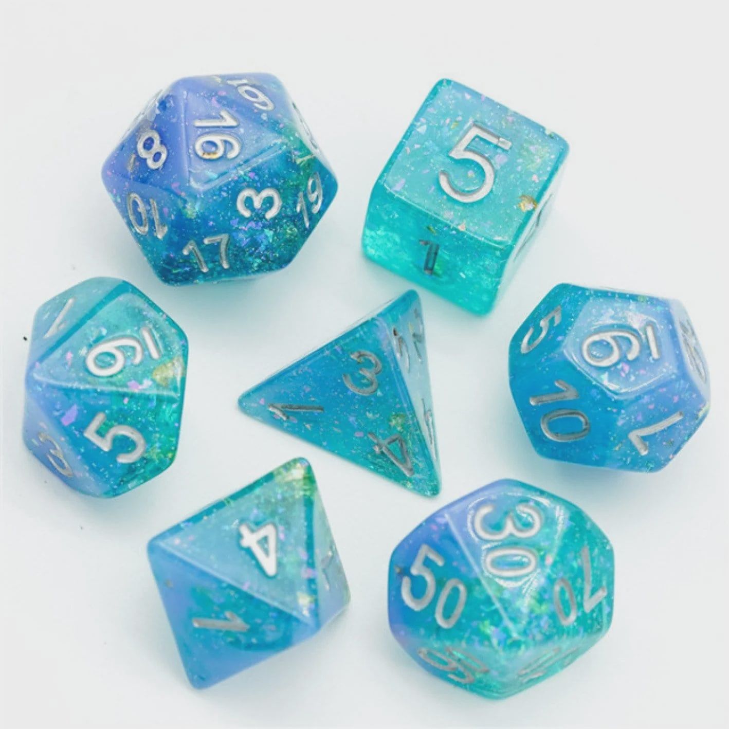 Blue &amp; Green Seabed Treasure RPG Dice Set