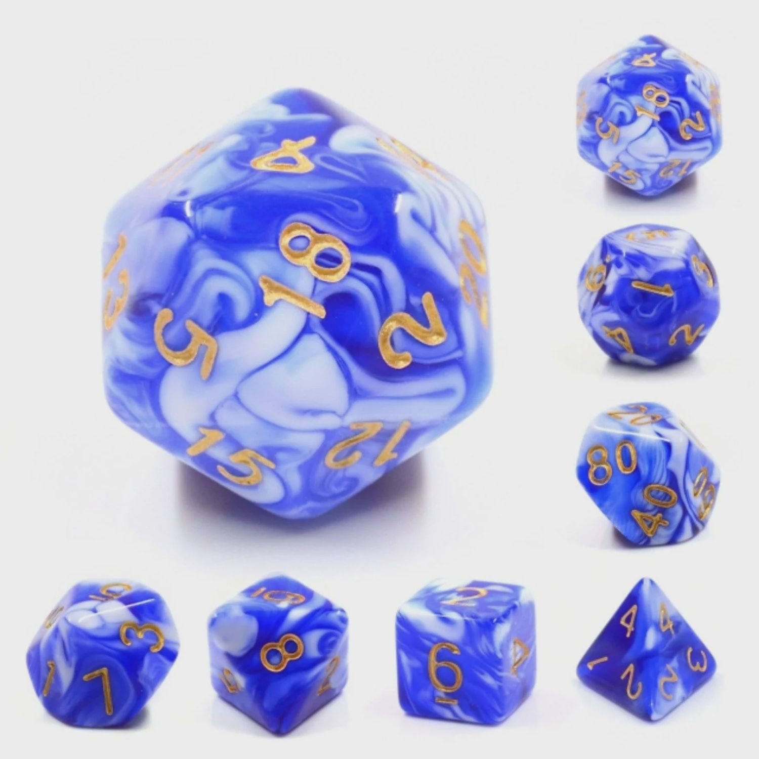 Blue Porcelain RPG Dice Set