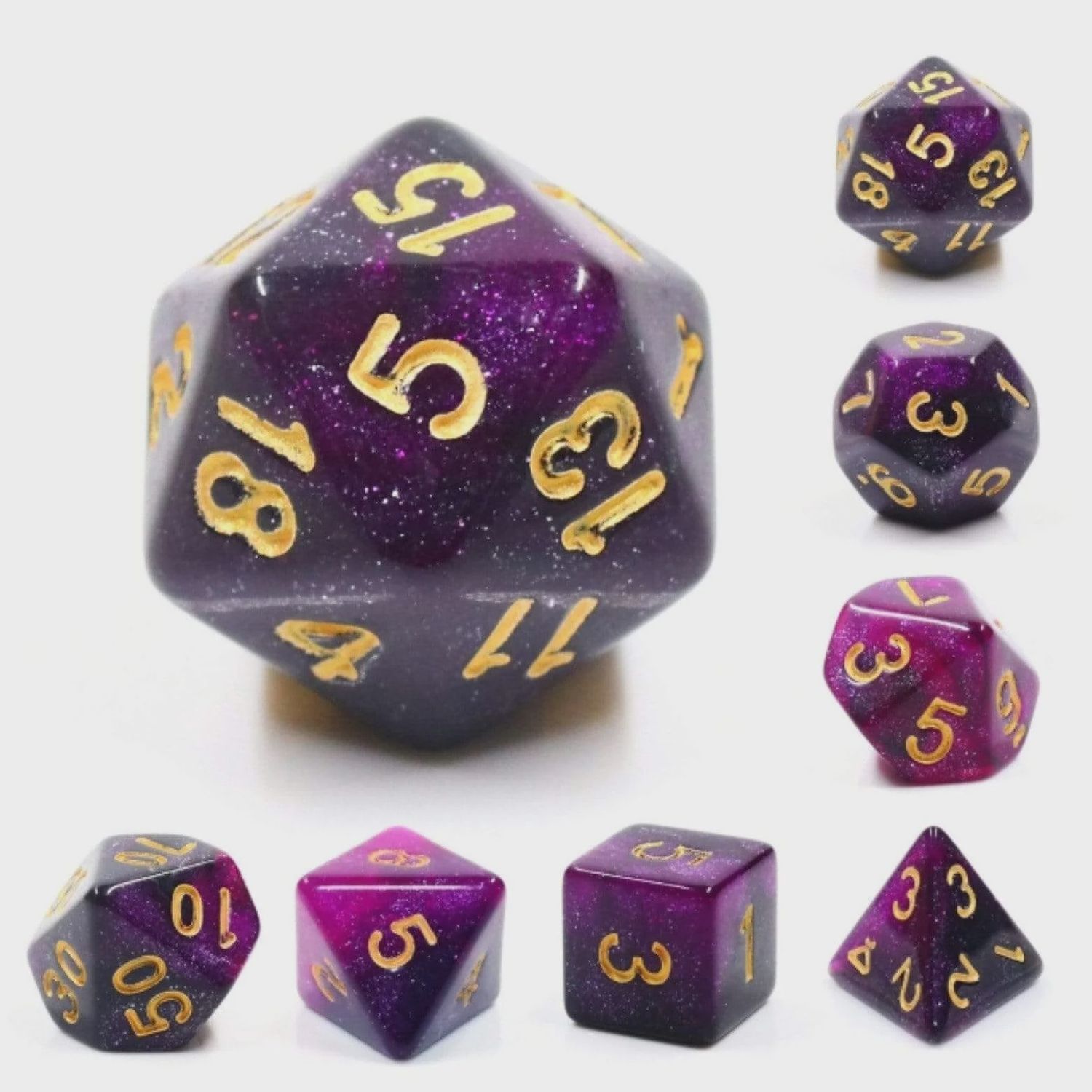 Black &amp; Purple Galaxy RPG Dice Set