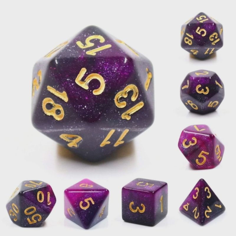 Black &amp; Purple Galaxy RPG Dice Set