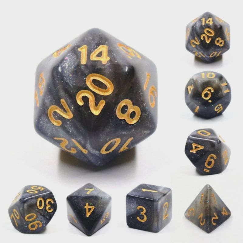 Silver Sparkle RPG Dice Set