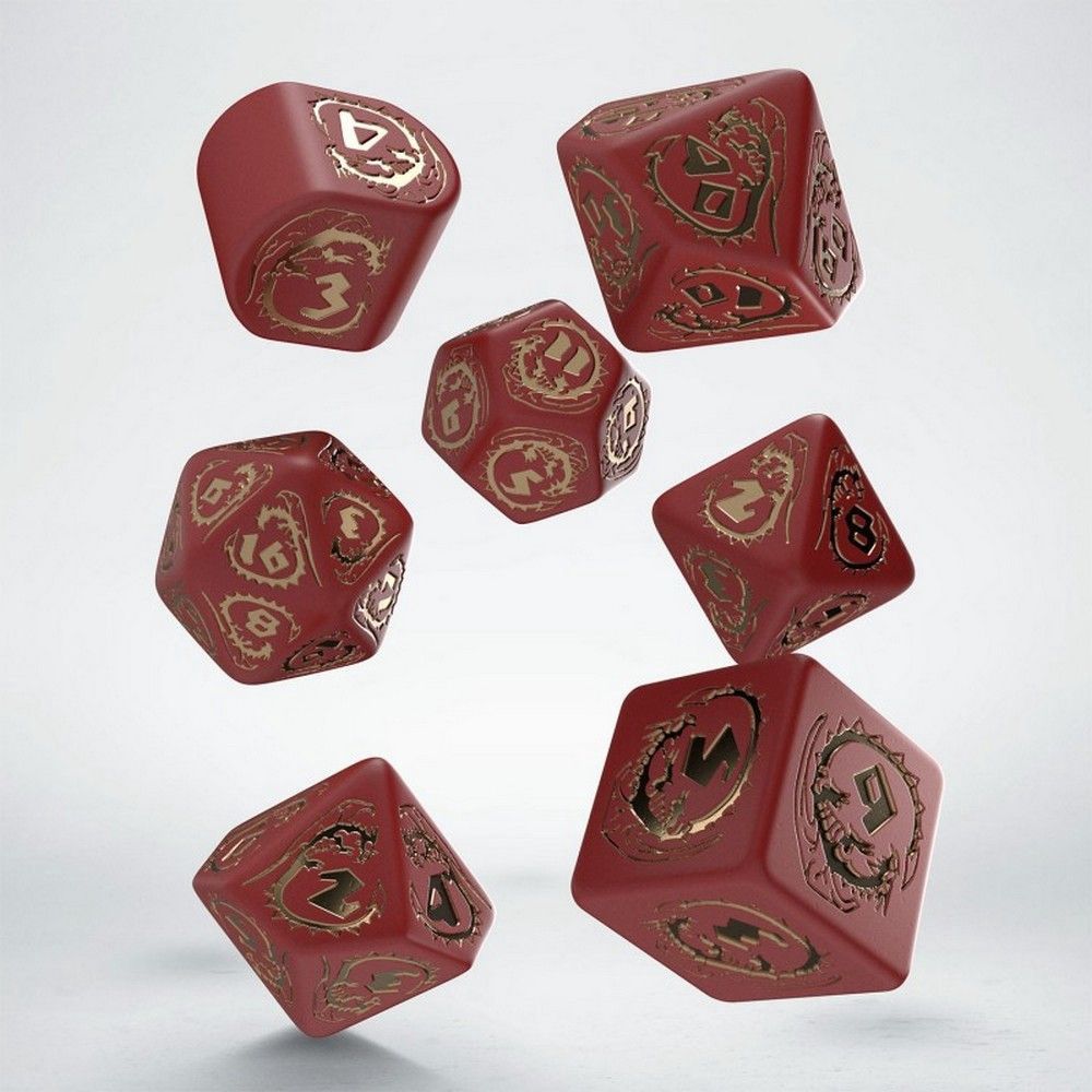 Dragons Modern Dice Set - Red &amp; Gold (Ruby)