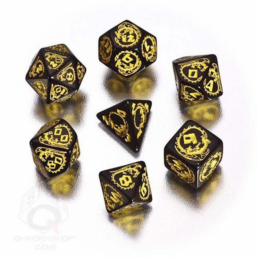 Dragons Dice Set: Morion (black / yellow)