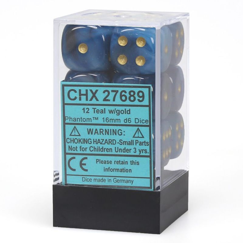 Phantom Teal/Gold Chessex 16mm D6