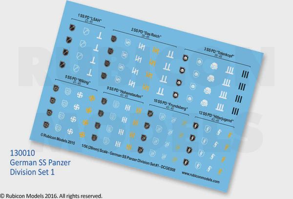 German SS Panzer Division Set 1 Decal Sheet