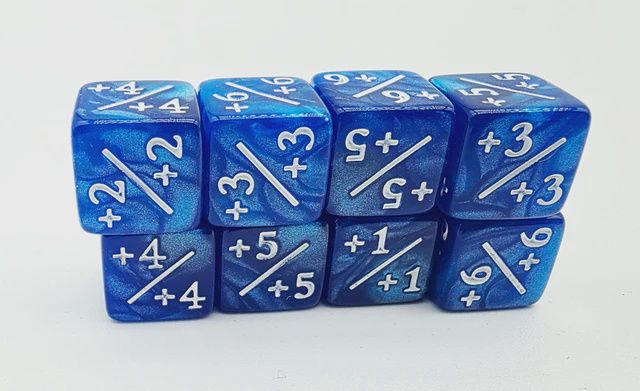 +1/+1 Pearl Blue Counters for Magic - Set of 8