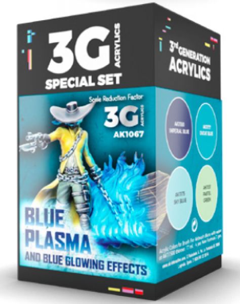 AK-Interactive: 3rd Gen Acrylics - Wargame Colors Blue Plasma/Glowing Effects Set