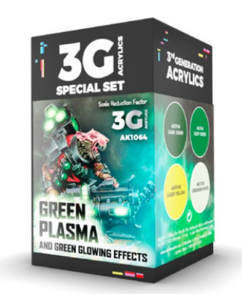 AK-Interactive: 3rd Gen Acrylics - Wargame Colors Green Plasma/Glowing Effects Set