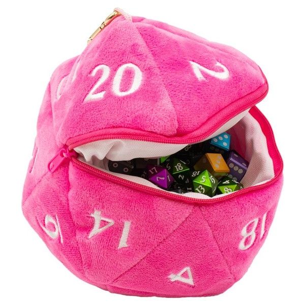 D20 Plush: Big d20 Dice Hot Pink/White