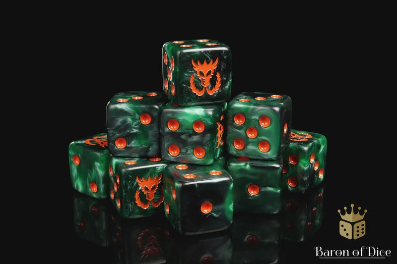 FLAMING DRAKE 16MM DICE