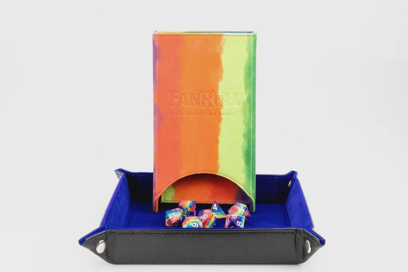 Fold Up Dice Tower - Rainbow Watercolor