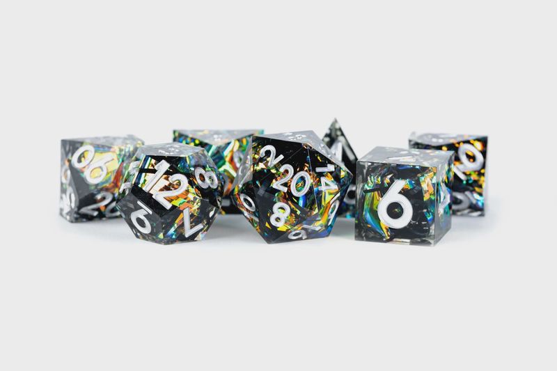 Hand Crafted Sharp Edge Dice: Simmering Coal