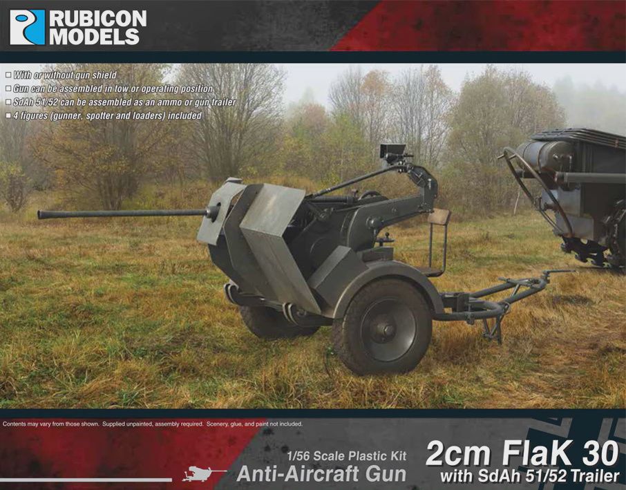 Rubicon: 2cm FlaK 30 Anti-Aircraft Gun with SdAh 51/52 Trailer