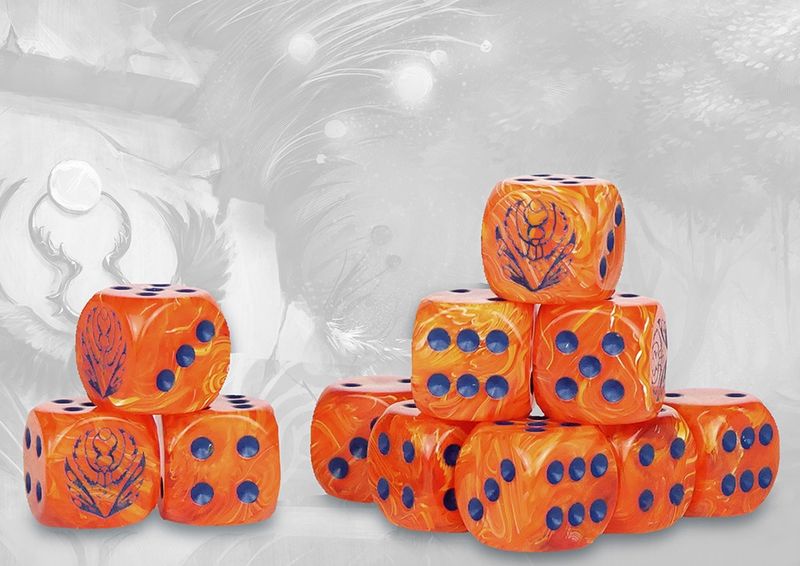 Weaver Courts Logo on Peach Marbled Dice with Navy Blue Pips- 24 per pack