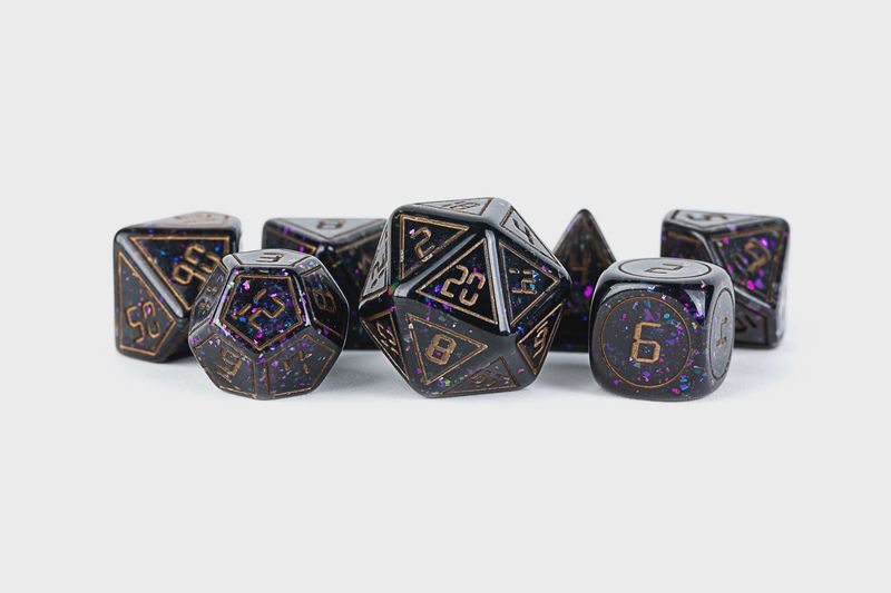 Framed Void w/ Copper Numbers 16mm Resin Poly Dice Set - Out of Print!
