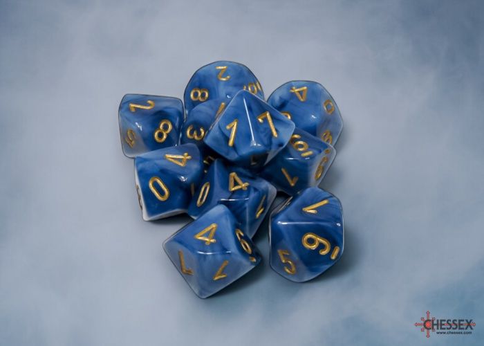 Phantom Teal/gold Set of Ten d10s