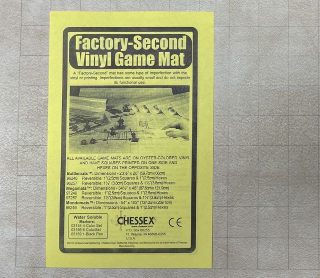 Factory-Second Reversible Battlemat 1 inch Squares &amp; 1 inch Hexes
