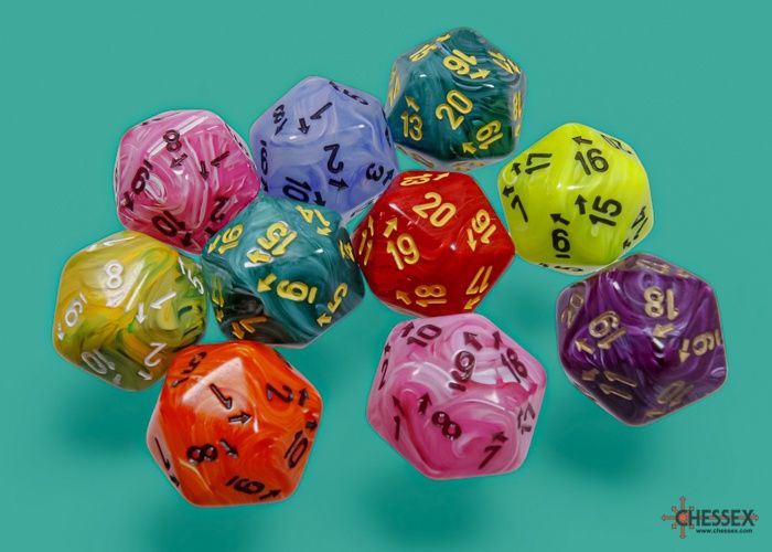 Bag of 10 Assorted Vortex Countup&amp;down d20s