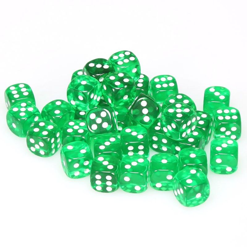 Translucent Green/White Chessex 12mm D6