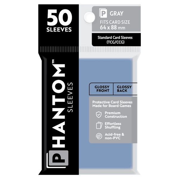 Phantom Sleeves - Gray: 64x88mm, Texture: Phantom Sleeves-Gray: Glossy Front and Back