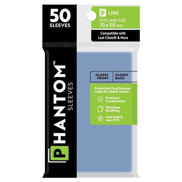 Phantom Sleeves - Lime: 70x110mm, Texture: Phantom Sleeves - Lime: Glossy Front and Back