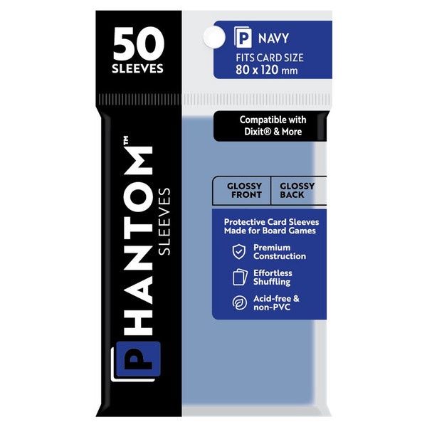 Phantom Sleeves - Navy: 80x120mm, Texture: Phantom Sleeves - Navy: Glossy Front and Back