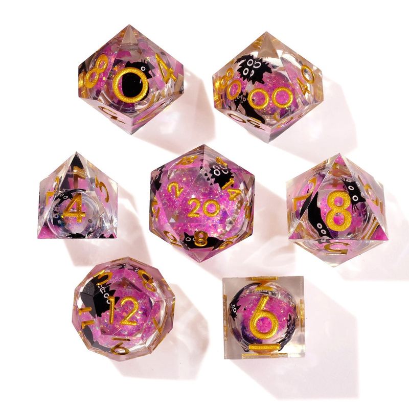 Amethyst Neko Liquid Core RPG Dice Set - 7 Pieces
