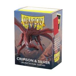 Dragon Shield Sleeves: Standard Matte Dual - Crimson &amp; Silver 100CT