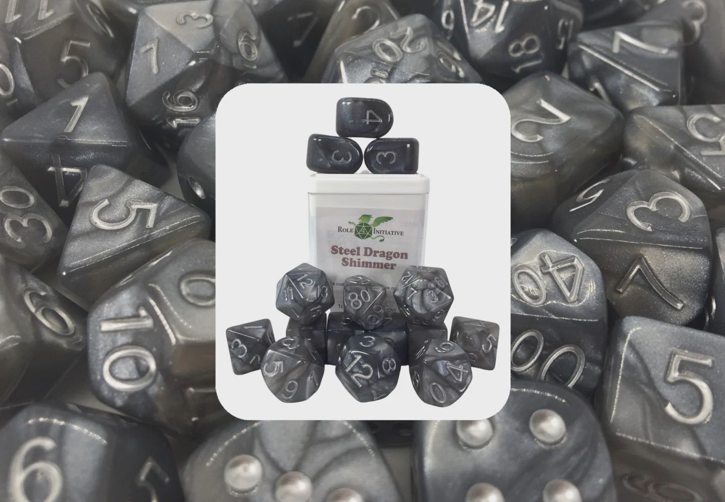 Steel Dragon Shimmer Dice - Set of 15 w/ Arch'd4