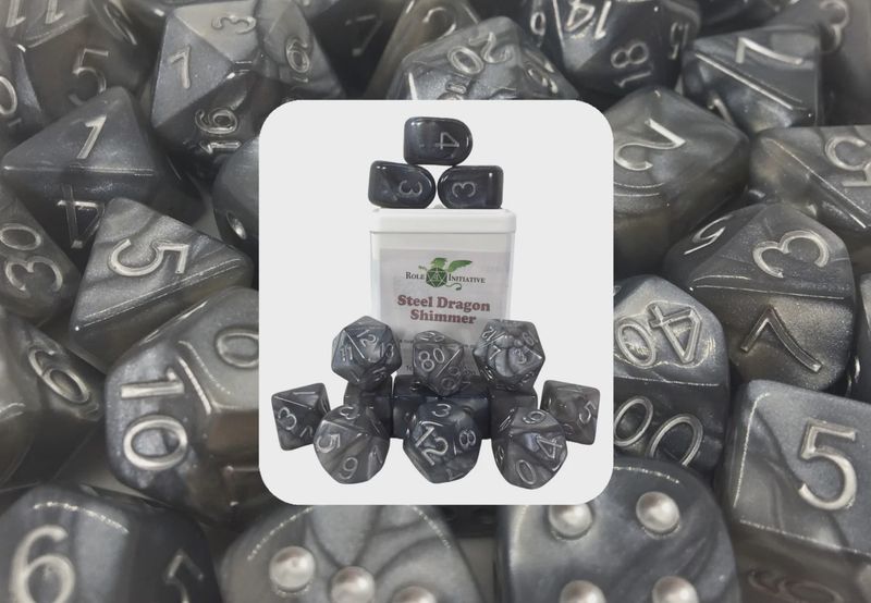 Steel Dragon Shimmer Dice - Set of 15 w/ Arch'd4