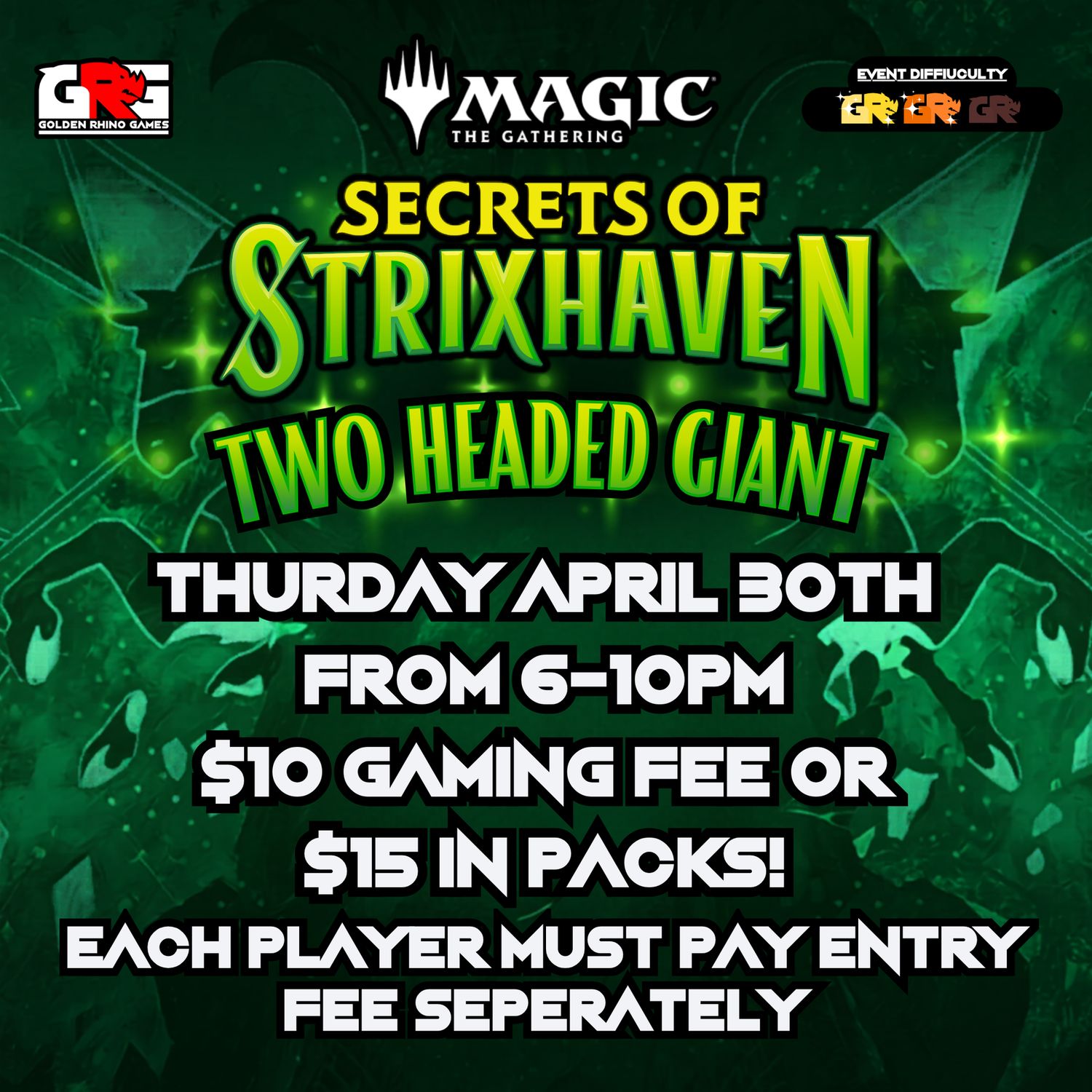 04/30 Secrets of Strixhaven Two headed Giant Commander Night