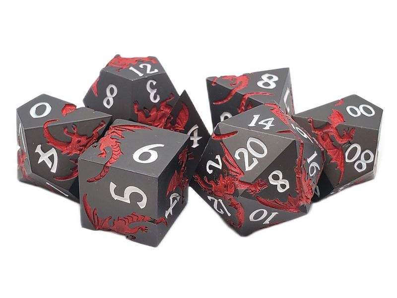 Old School 7 Piece DnD RPG Metal Dice Set