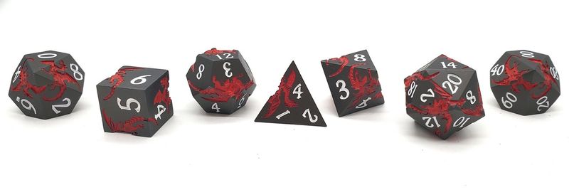 Old School 7 Piece DnD RPG Metal Dice Set
