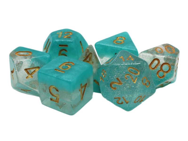 Old School 7 Piece DnD RPG Dice Set: Luminous