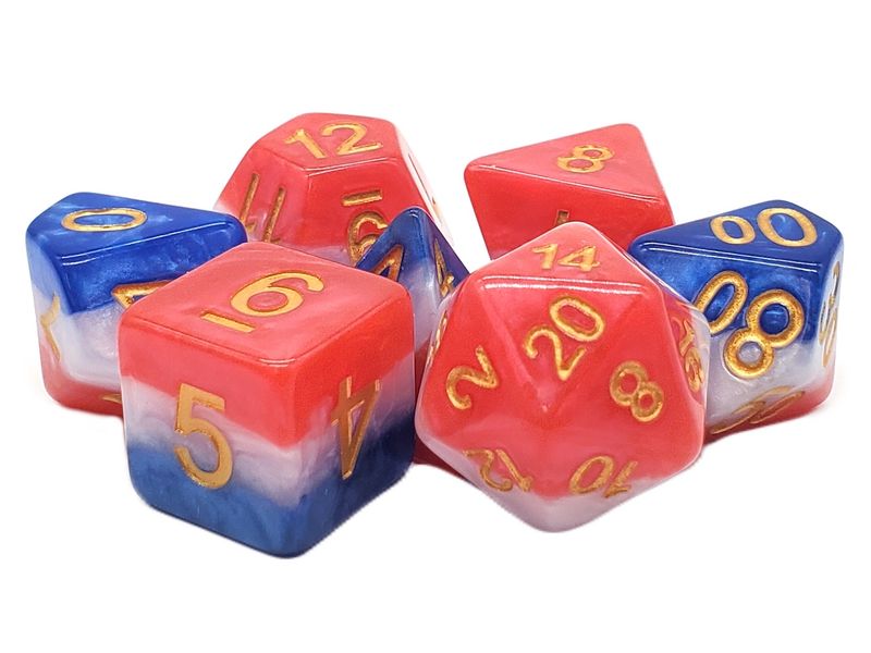 Old School 7 Piece DnD RPG Dice Set: Gradients