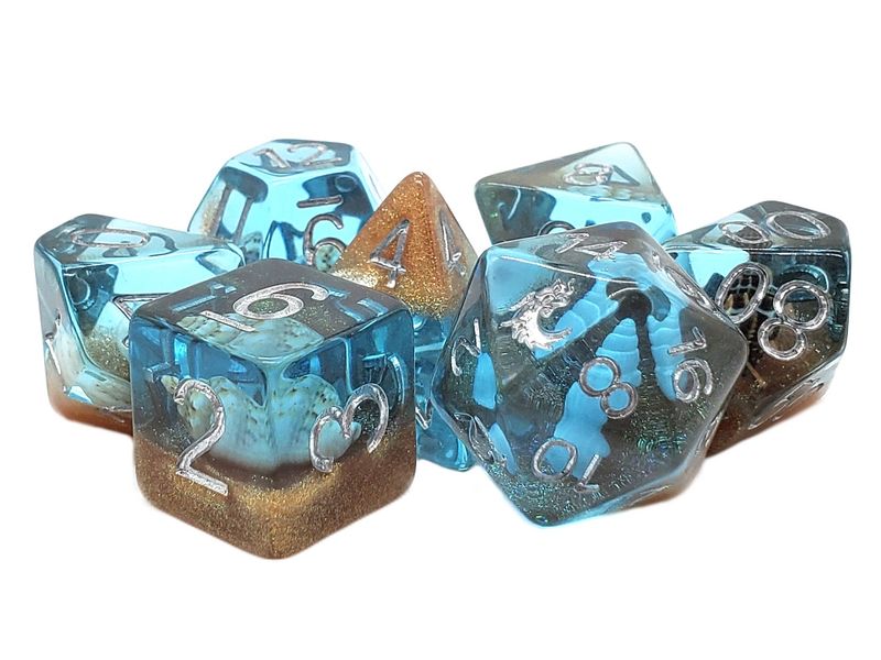 Old School 7 Piece DnD RPG Dice Set: Infused/Animal Kingdom
