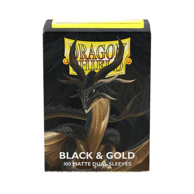 Dragon Shield Sleeves: Standard Matte Dual - Black &amp; Gold 100CT