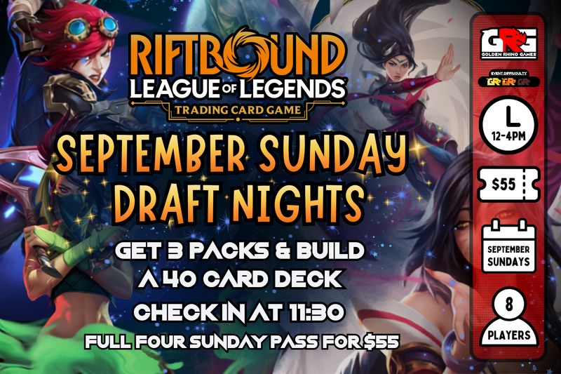 Riftbound September Sunday Drafts - 4 Week Pass!