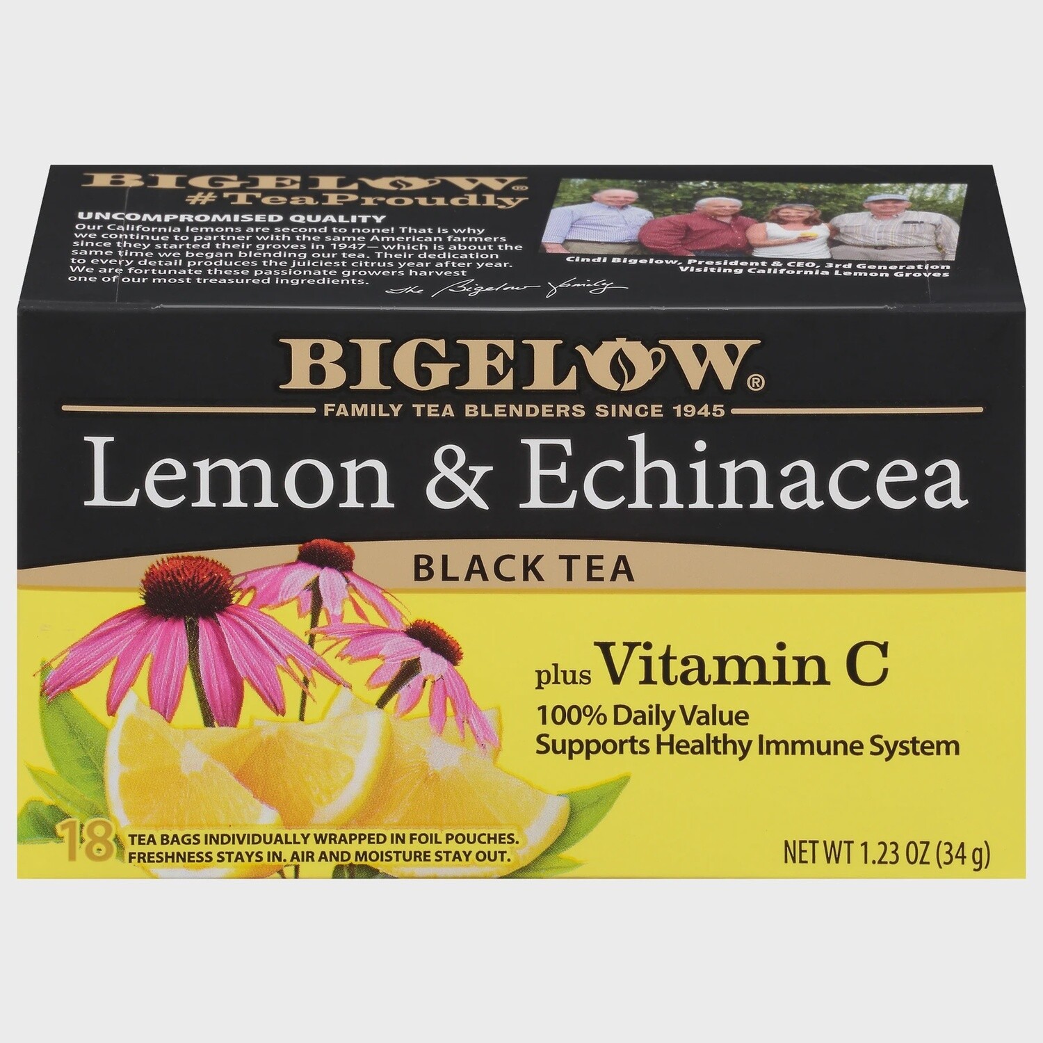 BIGELOW , Lemon Echinacea Plus Vitamin C Black Tea, Size: 18