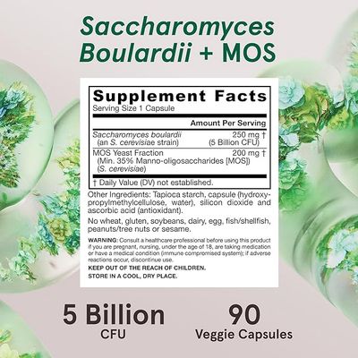 Jarrow , Saccharomyces Boulardii + Mos, 5 Billion Cfu
