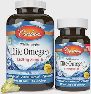 Carlson Laboratories , Wild Norwegian, Elite Omega-3 Gems, 1,600 mg 90+30 Soft Gels