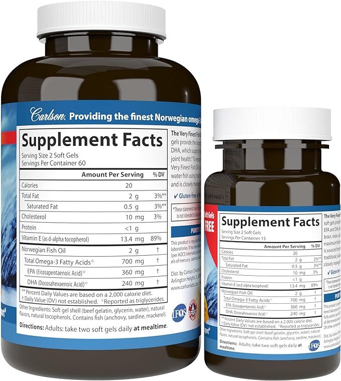 Carlson Laboratories , The Very Finest Fish Oil, Lemon 120+30 Soft Gels