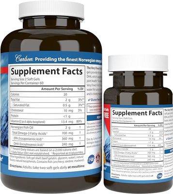 Carlson Laboratories , The Very Finest Fish Oil, Lemon 120+30 Soft Gels