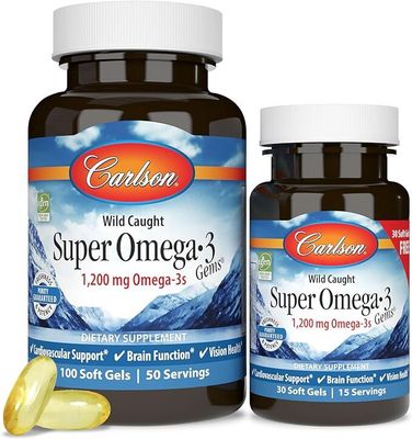 Carlson Laboratories , Super Omega-3 Gems 100+30 Soft Gels Carlson Laboratories , Super Omega-3 Gems 100+30 Soft Gels