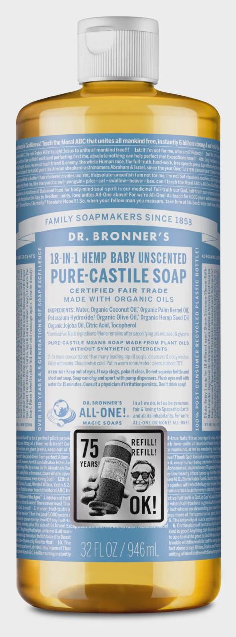 Dr Bronner , Pure-Castile Liquid Soap- Unscented