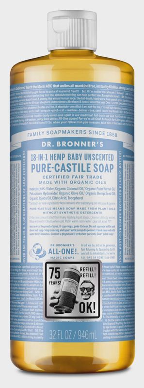 Dr Bronner , Pure-Castile Liquid Soap- Unscented Dr Bronner , Pure-Castile Liquid Soap- Unscented