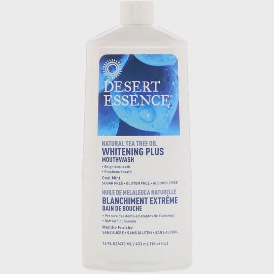 Desert Essence , Tea Tree Oil, Whitening Plus Mouthwash, Cool Mint, 16 Fl Oz (473 Ml)