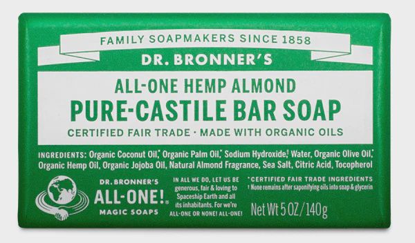 Dr Bronner , Pure Castile Soap Bar- Almond