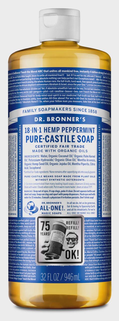 Dr Bronner , Pure-Castile Liquid Soap- Peppermint